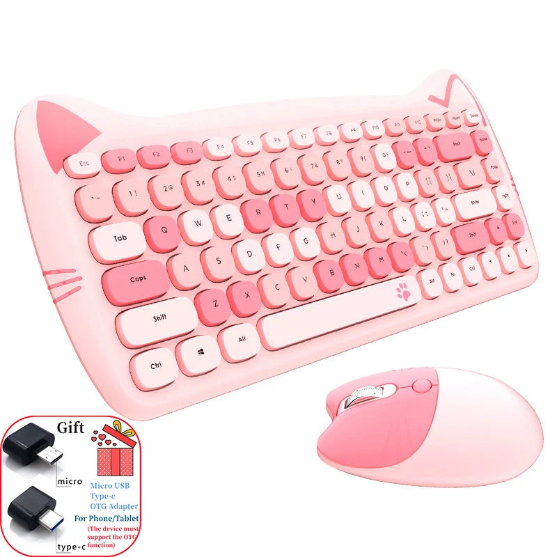 Cute Cat Wireless Keyboard & Mouse